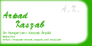 arpad kaszab business card